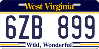 WV license plate 6ZB899