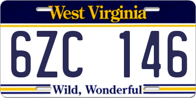 WV license plate 6ZC146