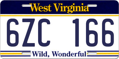 WV license plate 6ZC166