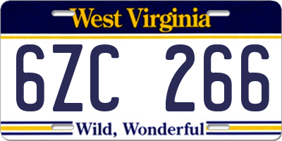 WV license plate 6ZC266