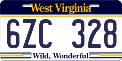 WV license plate 6ZC328