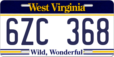 WV license plate 6ZC368