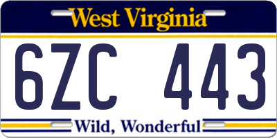 WV license plate 6ZC443