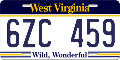 WV license plate 6ZC459