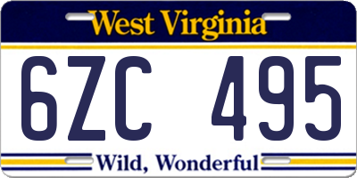 WV license plate 6ZC495
