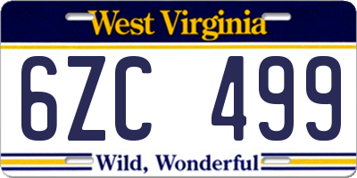 WV license plate 6ZC499