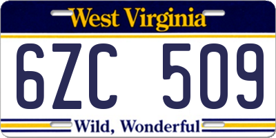 WV license plate 6ZC509