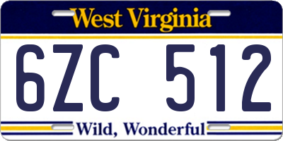 WV license plate 6ZC512
