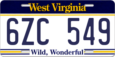 WV license plate 6ZC549