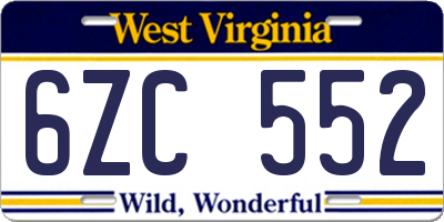 WV license plate 6ZC552
