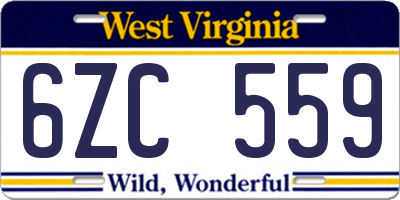 WV license plate 6ZC559