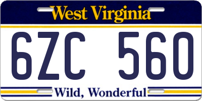 WV license plate 6ZC560