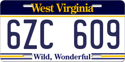 WV license plate 6ZC609