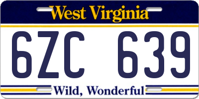WV license plate 6ZC639