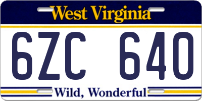 WV license plate 6ZC640
