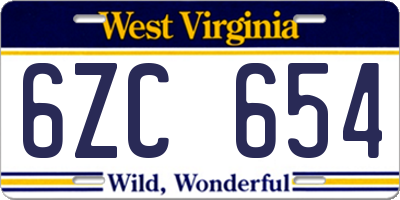 WV license plate 6ZC654