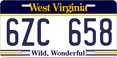 WV license plate 6ZC658