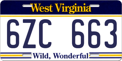 WV license plate 6ZC663