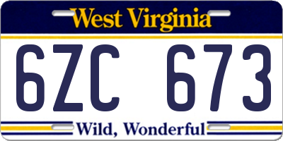 WV license plate 6ZC673