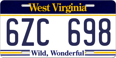 WV license plate 6ZC698