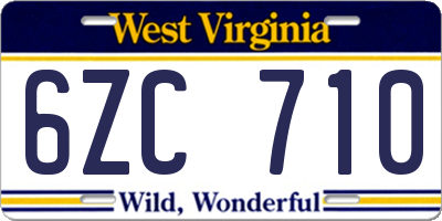 WV license plate 6ZC710