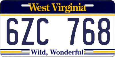 WV license plate 6ZC768