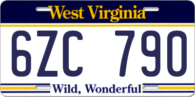 WV license plate 6ZC790