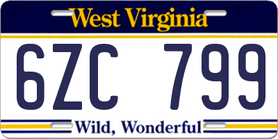 WV license plate 6ZC799