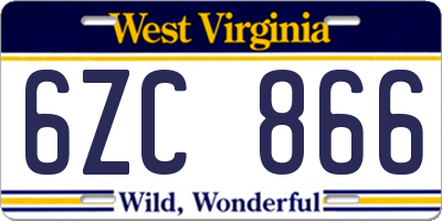WV license plate 6ZC866