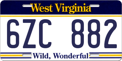 WV license plate 6ZC882