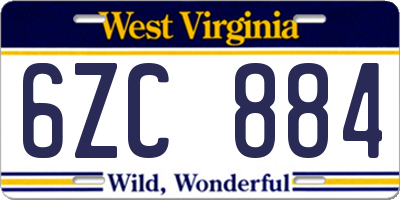 WV license plate 6ZC884