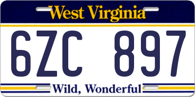 WV license plate 6ZC897