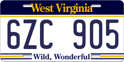 WV license plate 6ZC905
