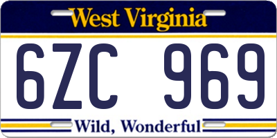 WV license plate 6ZC969