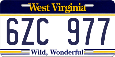 WV license plate 6ZC977