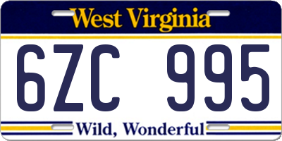 WV license plate 6ZC995