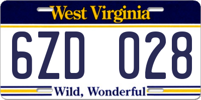 WV license plate 6ZD028