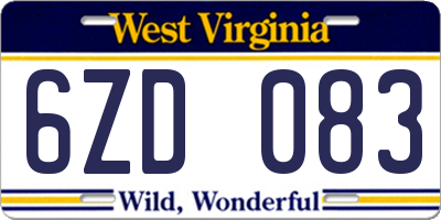 WV license plate 6ZD083