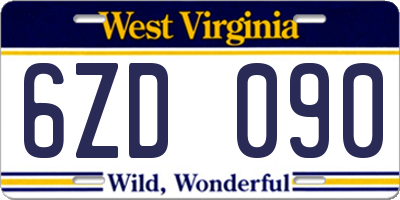 WV license plate 6ZD090