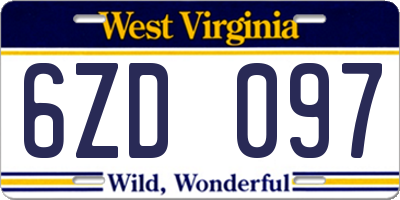 WV license plate 6ZD097