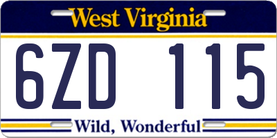 WV license plate 6ZD115