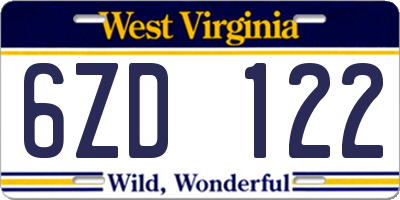WV license plate 6ZD122