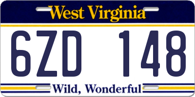 WV license plate 6ZD148