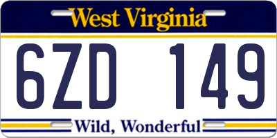 WV license plate 6ZD149