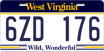 WV license plate 6ZD176