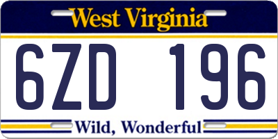 WV license plate 6ZD196