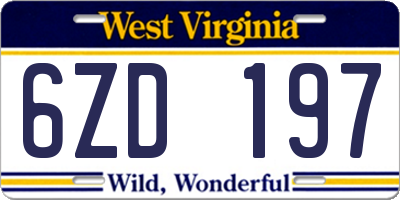 WV license plate 6ZD197
