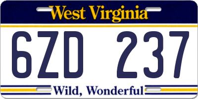 WV license plate 6ZD237