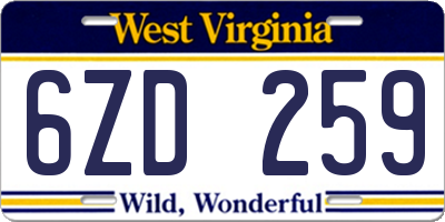 WV license plate 6ZD259