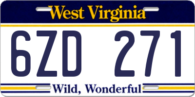WV license plate 6ZD271